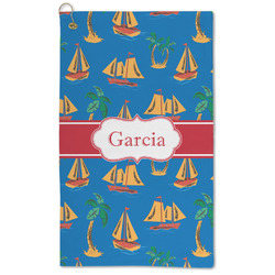 Boats & Palm Trees Microfiber Golf Towel - Large (Personalized)