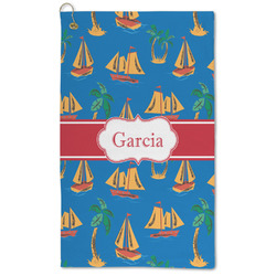 Boats & Palm Trees Microfiber Golf Towel - Large (Personalized)