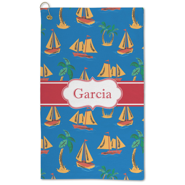 Custom Boats & Palm Trees Microfiber Golf Towel (Personalized)