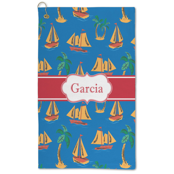 Custom Boats & Palm Trees Microfiber Golf Towel (Personalized)