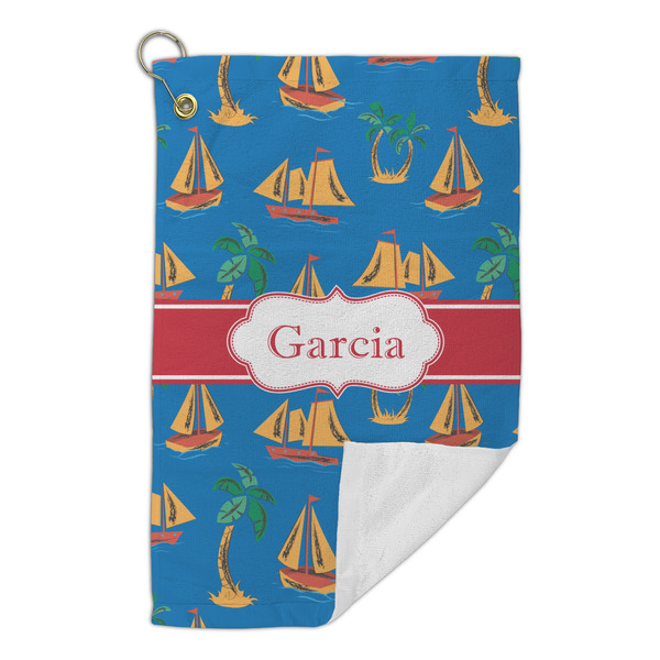 Boats & Palm Trees Microfiber Golf Towels Small - FRONT FOLDED