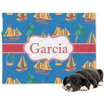 Boats & Palm Trees Dog Blanket (Personalized)