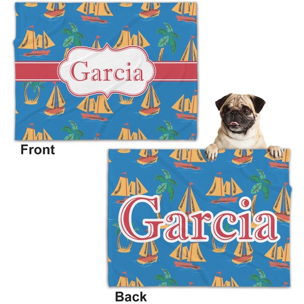 Boats & Palm Trees Microfleece Dog Blanket - Regular - Front & Back