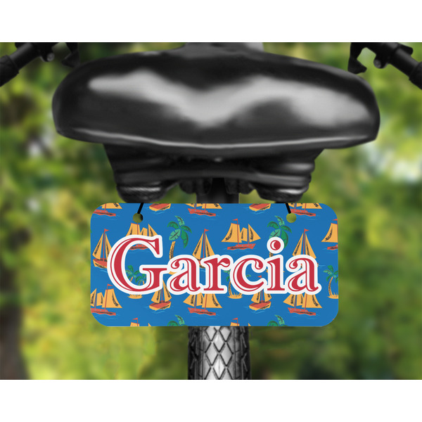 Boats & Palm Trees Mini License Plate on Bicycle - LIFESTYLE Two holes