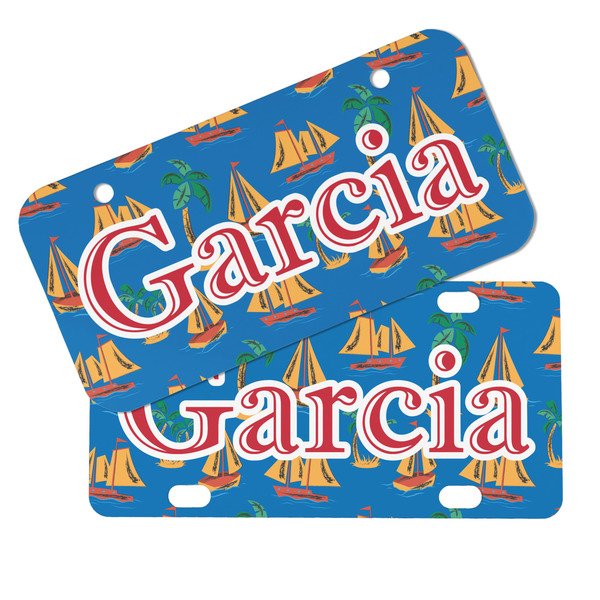 Boats & Palm Trees Mini License Plates - MAIN (4 and 2 Holes)