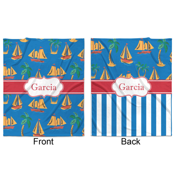 Boats & Palm Trees Minky Blanket - 50"x60" - Double Sided - Front & Back