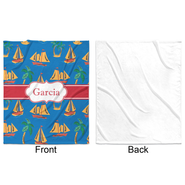 Boats & Palm Trees Minky Blanket - 50"x60" - Single Sided - Front & Back