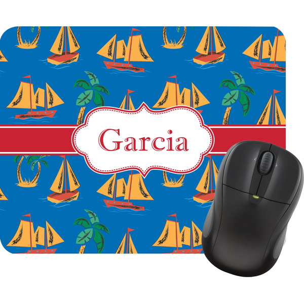 Custom Boats & Palm Trees Rectangular Mouse Pad (Personalized)