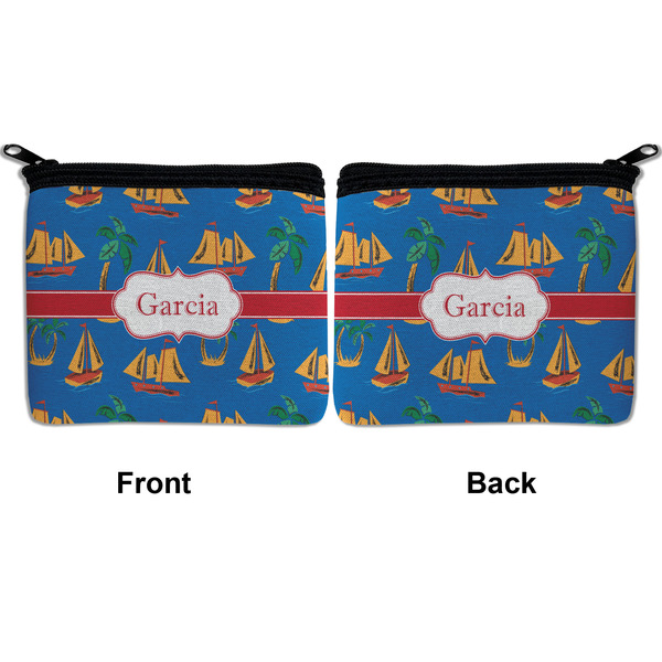Boats & Palm Trees Neoprene Coin Purse - Front & Back (APPROVAL)