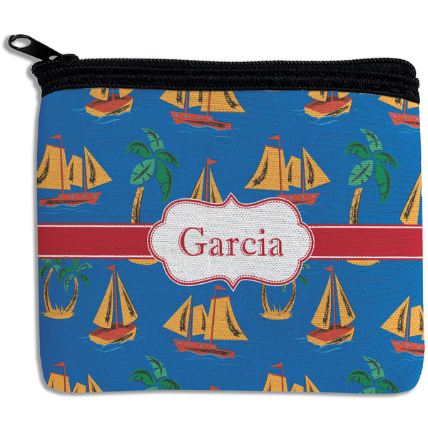 Custom Boats & Palm Trees Rectangular Coin Purse (Personalized)
