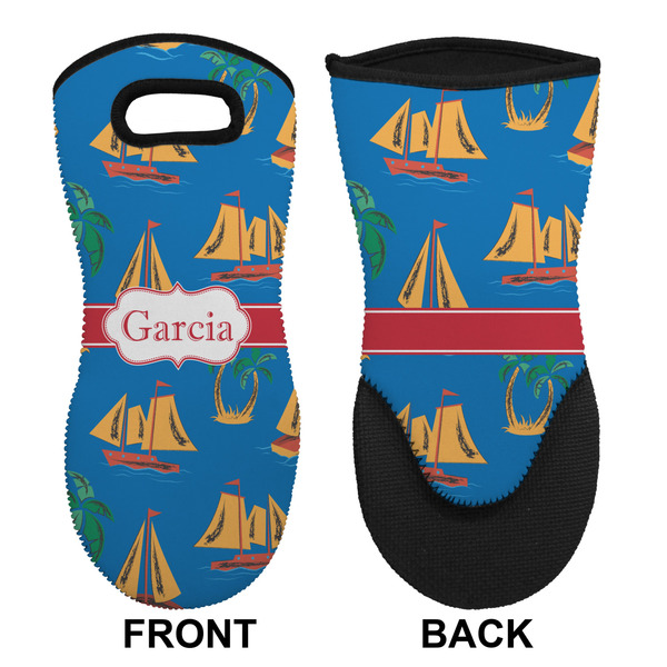 Boats & Palm Trees Neoprene Oven Mitt (Front & Back)