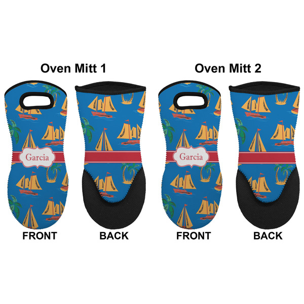 Boats & Palm Trees Neoprene Oven Mitt - Set of 2 - Approval