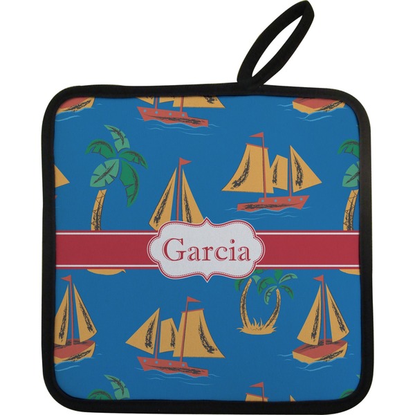 Custom Boats & Palm Trees Pot Holder w/ Name or Text
