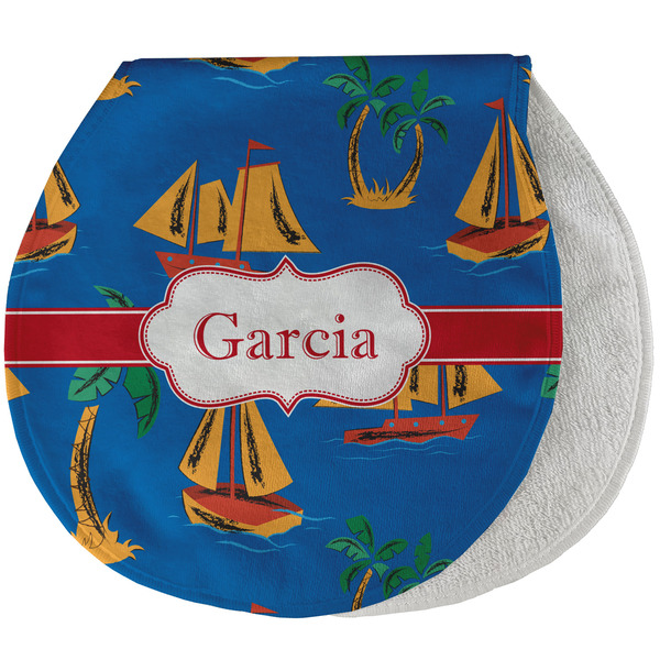 Custom Boats & Palm Trees Burp Pad - Velour w/ Name or Text