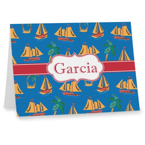 Custom Boats & Palm Trees Note cards (Personalized)