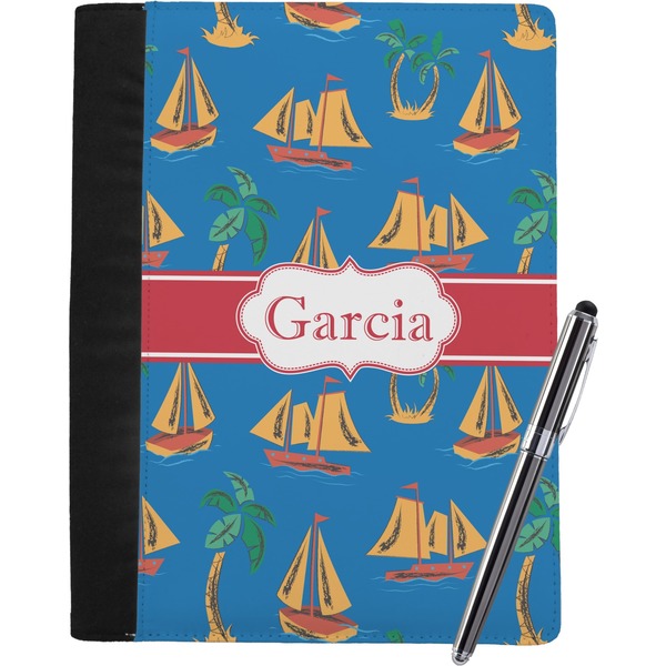 Custom Boats & Palm Trees Notebook Padfolio - Large w/ Name or Text