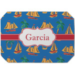 Boats & Palm Trees Dining Table Mat - Octagon (Single-Sided) w/ Name or Text