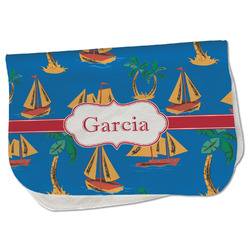 Boats & Palm Trees Burp Cloth - Fleece w/ Name or Text