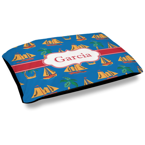 Custom Boats & Palm Trees Outdoor Dog Bed - Large (Personalized)