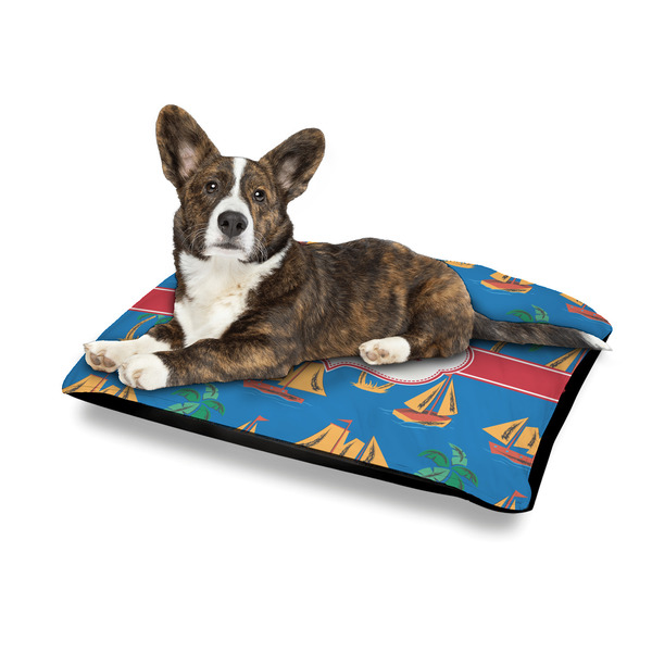 Boats & Palm Trees Outdoor Dog Beds - Medium - IN CONTEXT