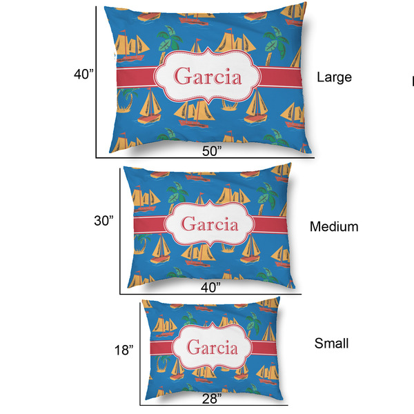 Boats & Palm Trees Outdoor Dog Beds - SIZE CHART