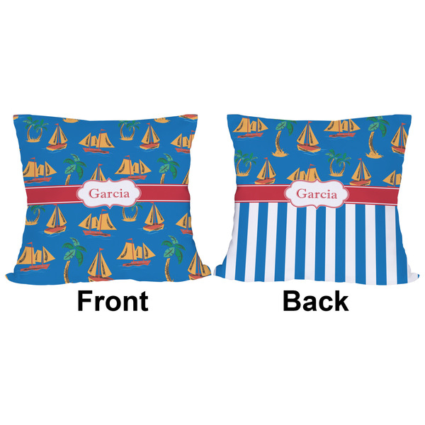 Boats & Palm Trees Outdoor Pillow - 16x16