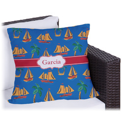 Boats & Palm Trees Outdoor Pillow (Personalized)
