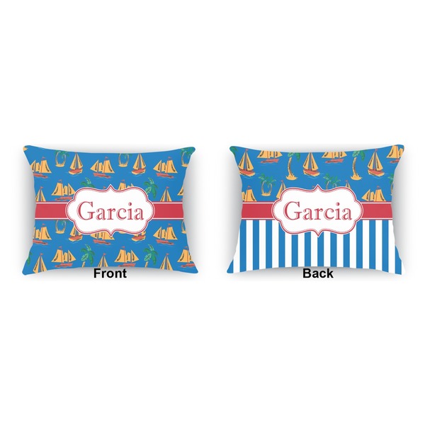 Boats & Palm Trees  Outdoor Rectangular Throw Pillow (Front and Back)