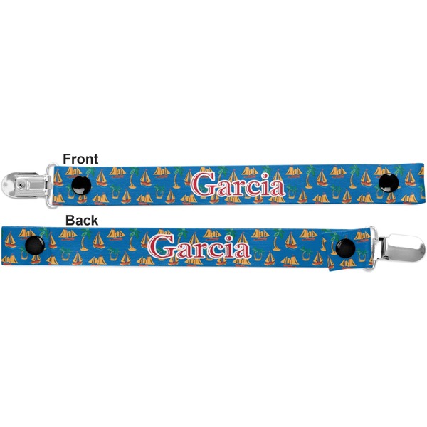Boats & Palm Trees Pacifier Clip - Front and Back
