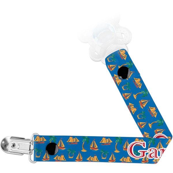 Custom Boats & Palm Trees Pacifier Clip (Personalized)