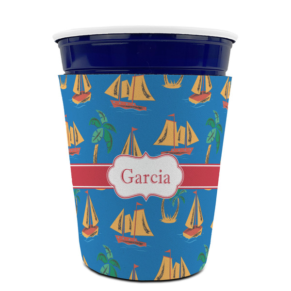 Boats & Palm Trees Party Cup Sleeves - without bottom - FRONT (on cup)