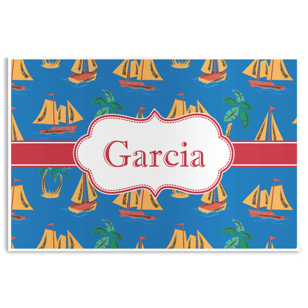 Custom Boats & Palm Trees Disposable Paper Placemats (Personalized)