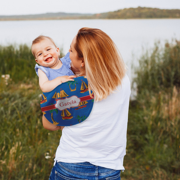 Boats & Palm Trees Peanut Shaped Burp - Lifestyle
