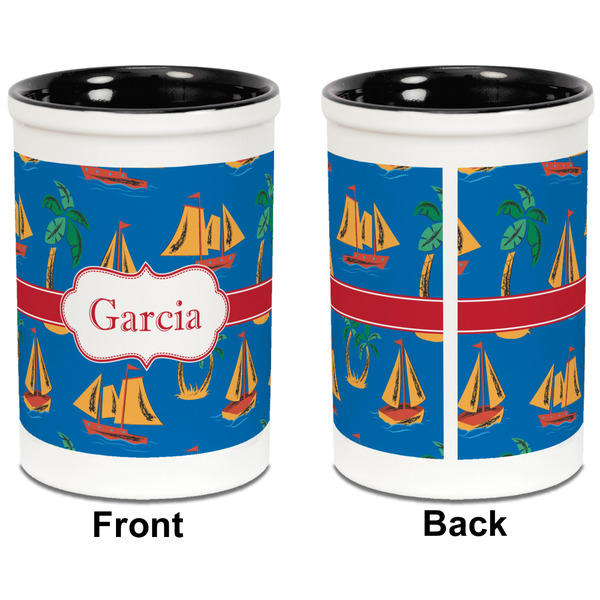 Boats & Palm Trees Pencil Holder - Black - approval