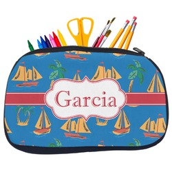Boats & Palm Trees Neoprene Pencil Case - Medium w/ Name or Text