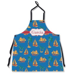 Boats & Palm Trees Apron Without Pockets w/ Name or Text