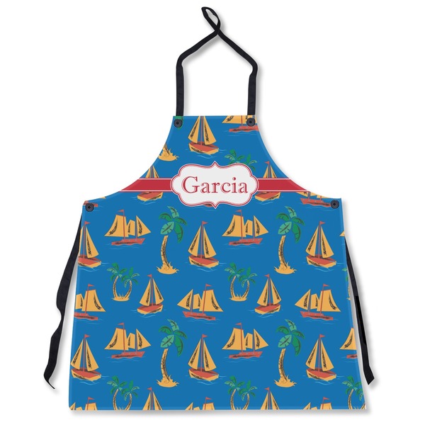 Custom Boats & Palm Trees Apron Without Pockets w/ Name or Text