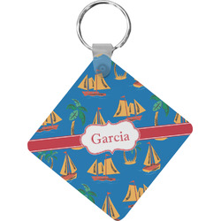 Boats & Palm Trees Diamond Plastic Keychain w/ Name or Text