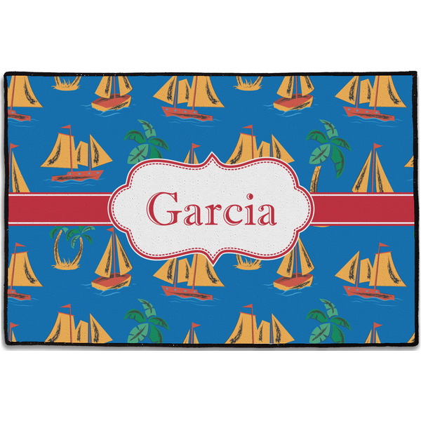 Custom Boats & Palm Trees Door Mat - 36"x24" (Personalized)