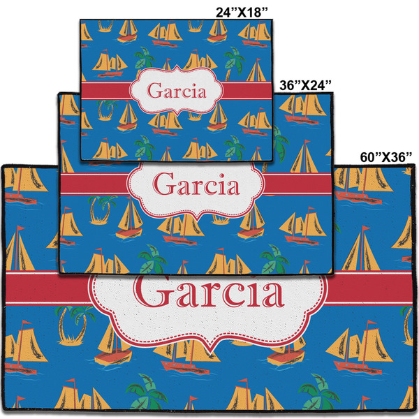 Boats & Palm Trees Personalized Door Mat - Group Parent IMF