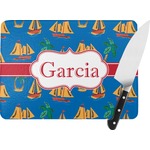 Boats & Palm Trees Rectangular Glass Cutting Board (Personalized)