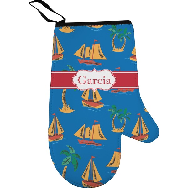 Custom Boats & Palm Trees Right Oven Mitt (Personalized)