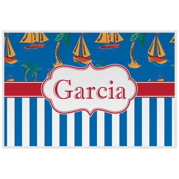 Boats & Palm Trees Personalized Placemat (Back)