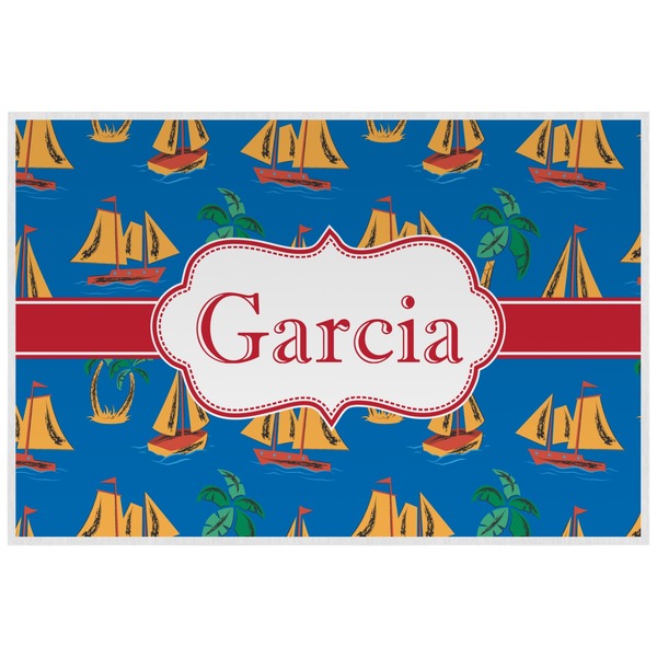 Custom Boats & Palm Trees Laminated Placemat w/ Name or Text