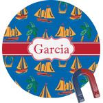 Boats & Palm Trees Round Fridge Magnet (Personalized)