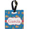 Boats & Palm Trees Plastic Luggage Tag - Square w/ Name or Text