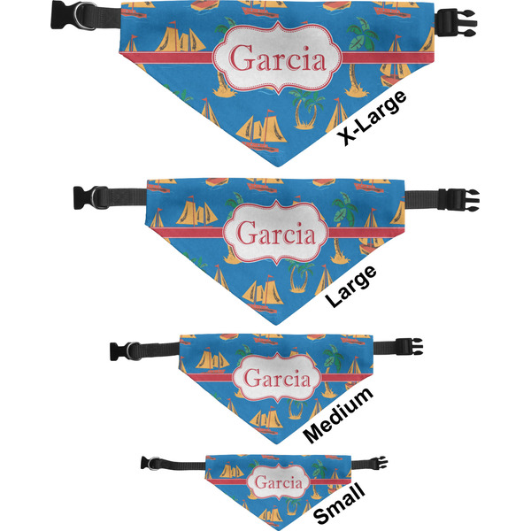 Boats & Palm Trees Pet Bandana Sizes