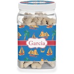 Boats & Palm Trees Dog Treat Jar (Personalized)