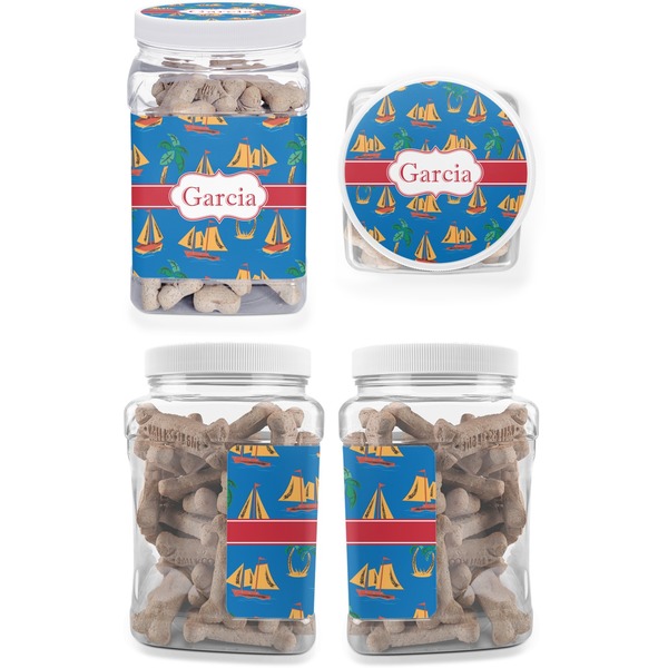 Boats & Palm Trees Pet Treat Jar - Multiple Angles