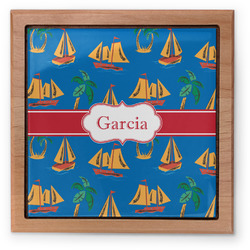 Boats & Palm Trees Pet Urn w/ Name or Text